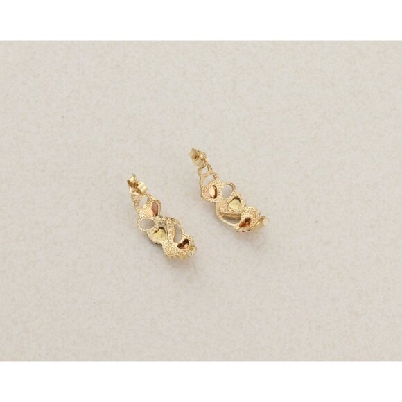 10k Yellow Gold Black Hills Gold Leaf Hoop Earrings 7/8" x 3/8" - Picture 7 of 10